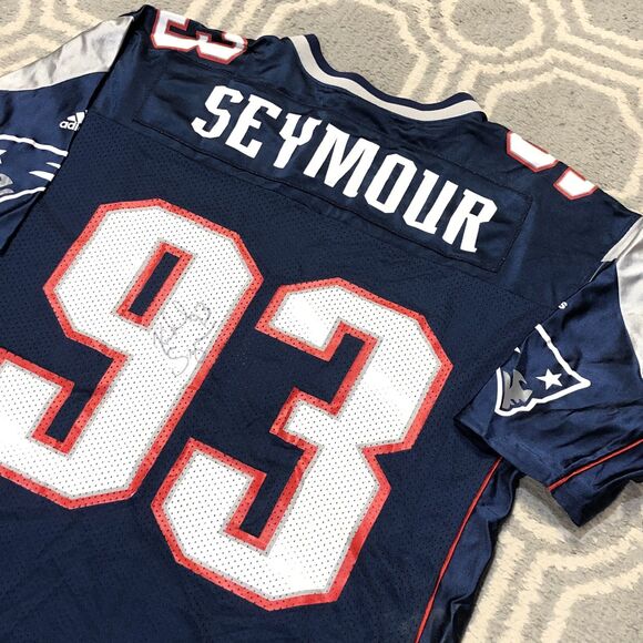 New England Patriots Richard Seymour Jersey Size Medium Adidas Y2K Autographed - Picture 1 of 12